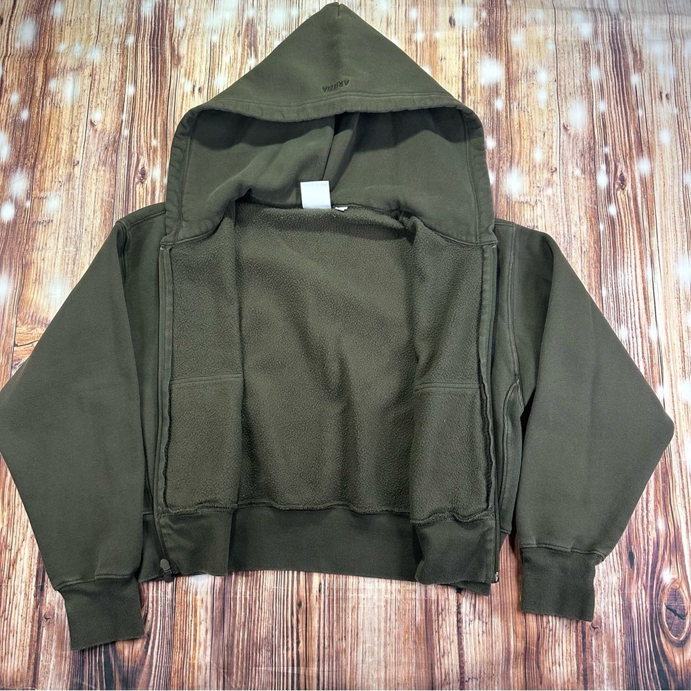 ARITZIA BOYFRIEND FIT SWEATFLEECE COZY FLEECE HOODIE OLIVE GREEN SIZE SMALL - Picture 5 of 16